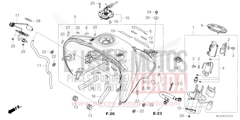 RESERVOIR A CARBURANT/POMPE A CARBURANT (2) de Africa Twin DCT PEARL GLARE WHITE (NHB53H) 2022